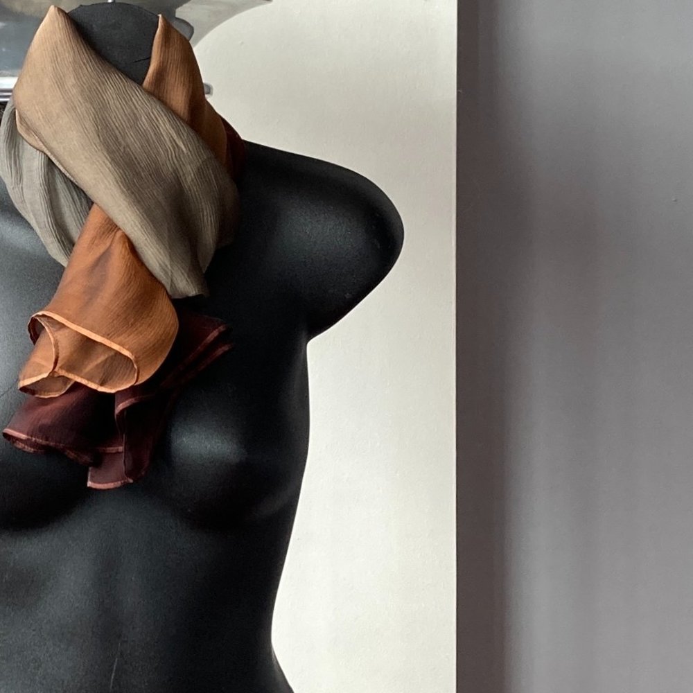 Shimmering sheer silk organza scarf
